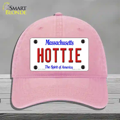 Hottie Massachusetts Novelty License Plate Hat Unconstructed Cotton / Pink