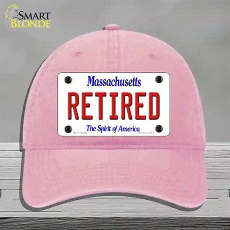 Retired Massachusetts Novelty License Plate Hat Unconstructed Cotton / Pink