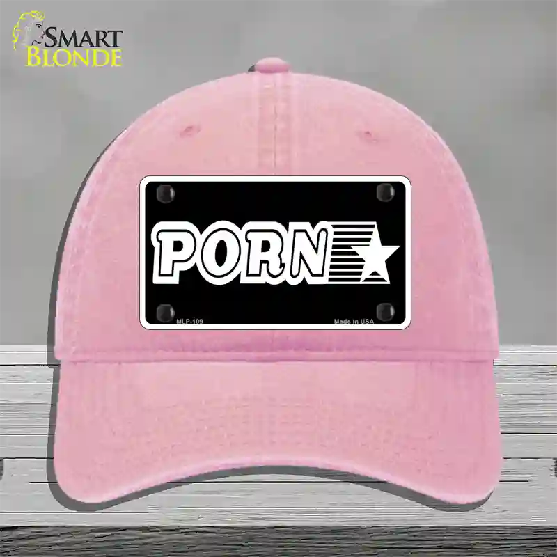 Porn Star Novelty License Plate Hat Unconstructed Cotton / Pink