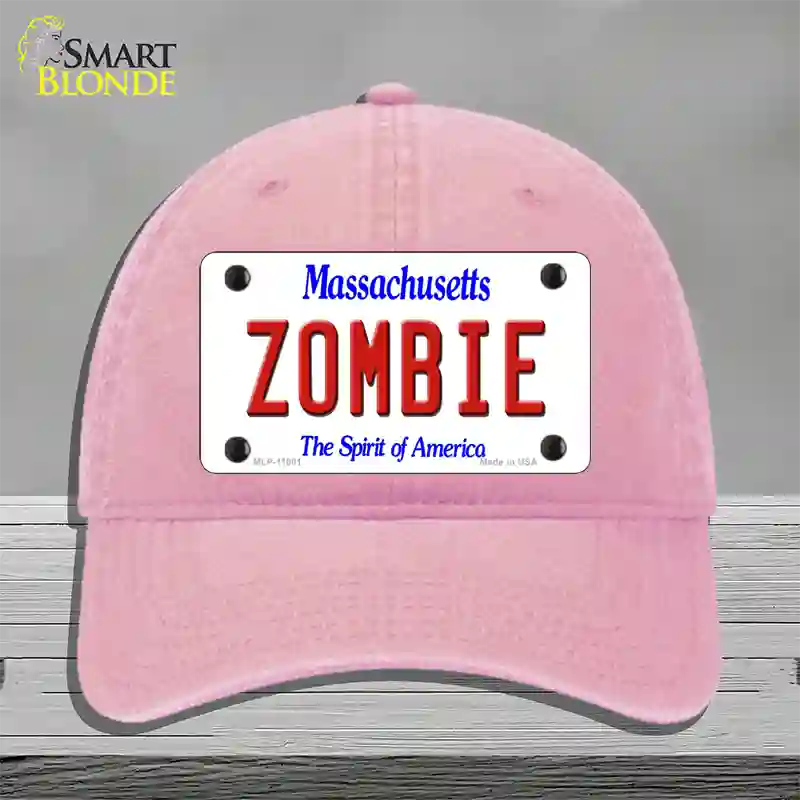 Zombie Massachusetts Novelty License Plate Hat Unconstructed Cotton / Pink