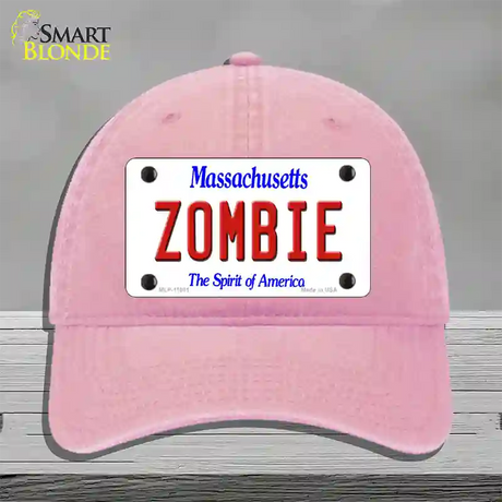 Zombie Massachusetts Novelty License Plate Hat Unconstructed Cotton / Pink