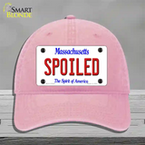 Spoiled Massachusetts Novelty License Plate Hat Unconstructed Cotton / Pink