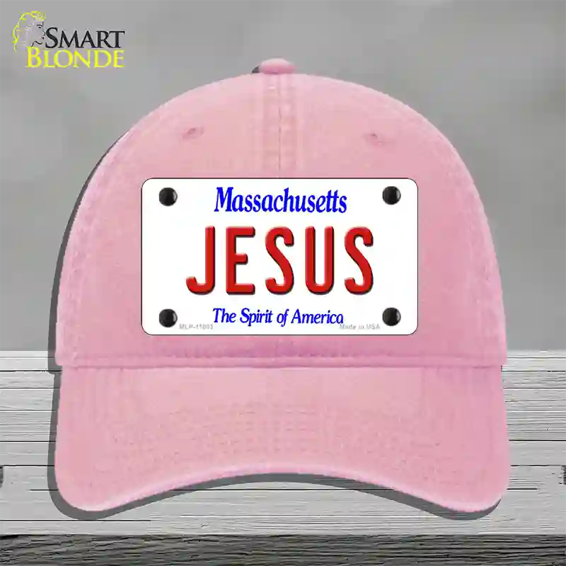 Jesus Massachusetts Novelty License Plate Hat Unconstructed Cotton / Pink