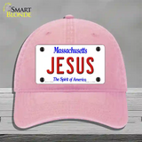 Jesus Massachusetts Novelty License Plate Hat Unconstructed Cotton / Pink