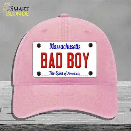 Bad Boy Massachusetts Novelty License Plate Hat Unconstructed Cotton / Pink