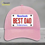 Best Dad Massachusetts Novelty License Plate Hat Unconstructed Cotton / Pink