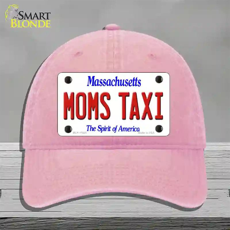 Moms Taxi Massachusetts Novelty License Plate Hat Unconstructed Cotton / Pink