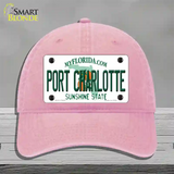 Port Charlotte Florida Novelty License Plate Hat Unconstructed Cotton / Pink