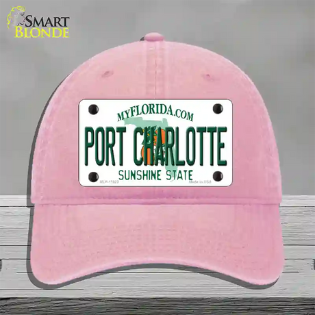 Port Charlotte Florida Novelty License Plate Hat Unconstructed Cotton / Pink