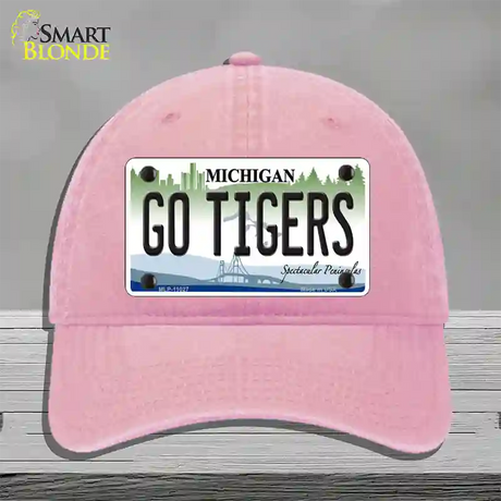 Go Tigers Michigan Novelty License Plate Hat Unconstructed Cotton / Pink