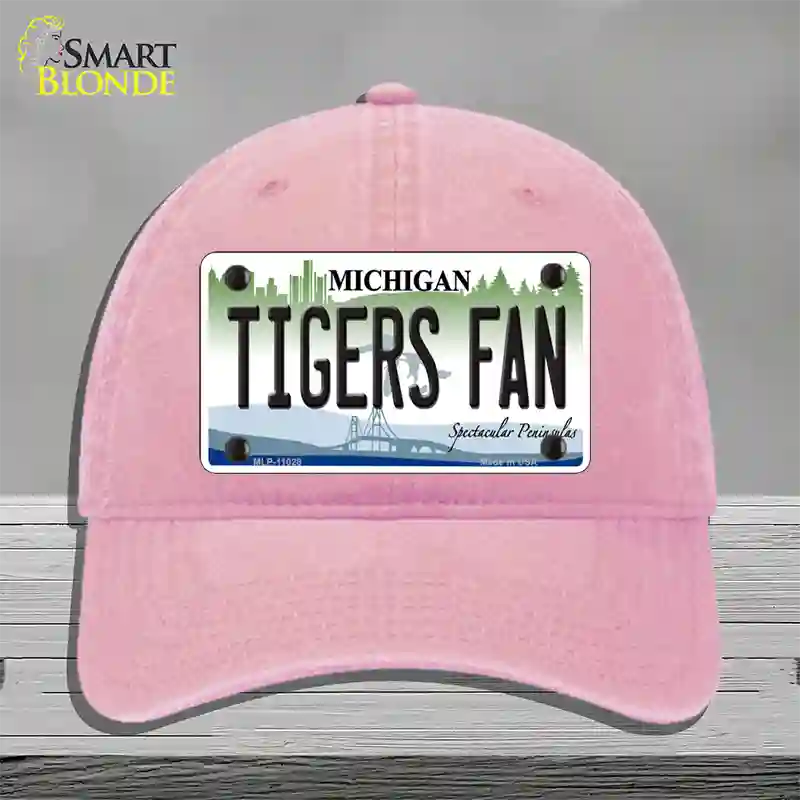 Tigers Fans Michigan Novelty License Plate Hat Unconstructed Cotton / Pink