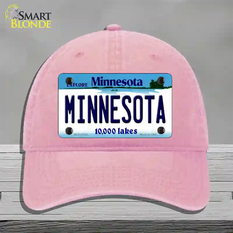 Minnesota State Novelty License Plate Hat Unconstructed Cotton / Pink