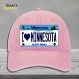 I Love Minnesota Novelty License Plate Hat Unconstructed Cotton / Pink