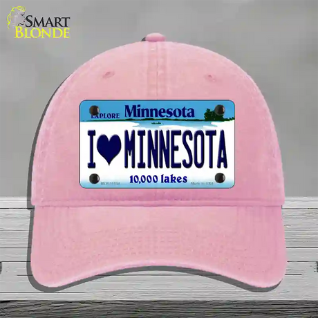 I Love Minnesota Novelty License Plate Hat Unconstructed Cotton / Pink