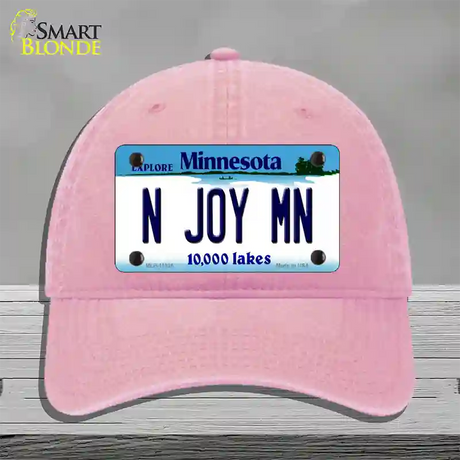 N Joy MN Minnesota Novelty License Plate Hat Unconstructed Cotton / Pink