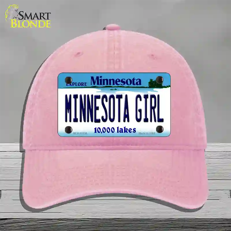 Minnesota Girl Minnesota Novelty License Plate Hat Unconstructed Cotton / Pink