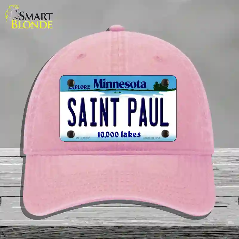 Saint Paul Minnesota State Novelty License Plate Hat Unconstructed Cotton / Pink