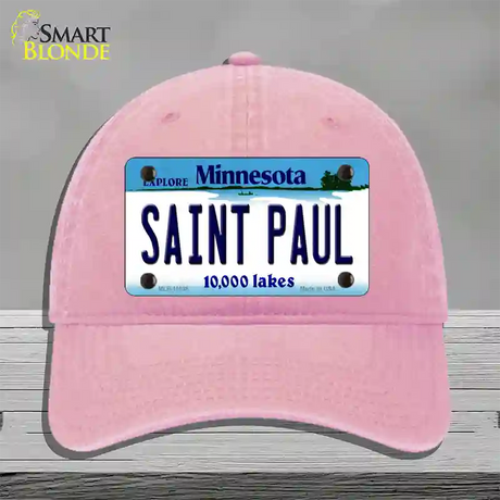 Saint Paul Minnesota State Novelty License Plate Hat Unconstructed Cotton / Pink