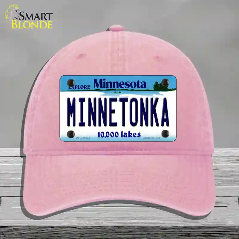 Minnetonka Minnesota State Novelty License Plate Hat Unconstructed Cotton / Pink