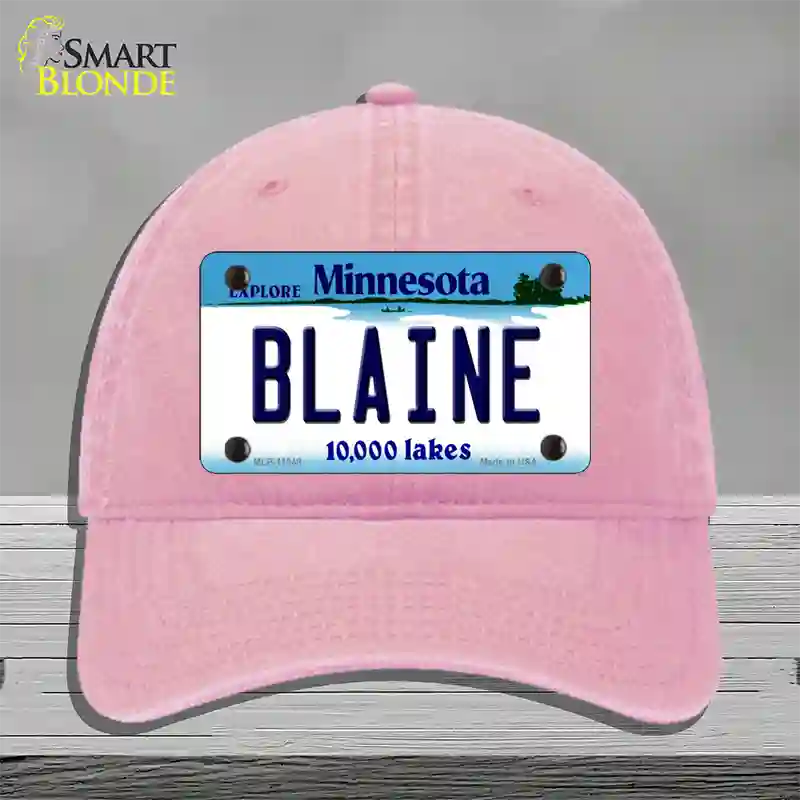 Blaine Minnesota State Novelty License Plate Hat Unconstructed Cotton / Pink