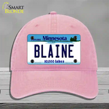 Blaine Minnesota State Novelty License Plate Hat Unconstructed Cotton / Pink