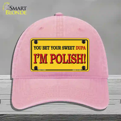 Im Polish Yellow Novelty License Plate Hat Unconstructed Cotton / Pink