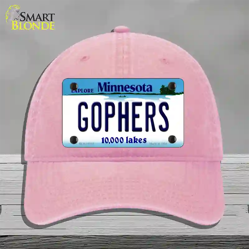 Gophers Minnesota State Novelty License Plate Hat Unconstructed Cotton / Pink