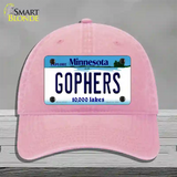 Gophers Minnesota State Novelty License Plate Hat Unconstructed Cotton / Pink