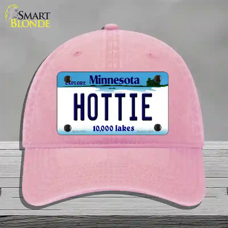 Hottie Minnesota State Novelty License Plate Hat Unconstructed Cotton / Pink