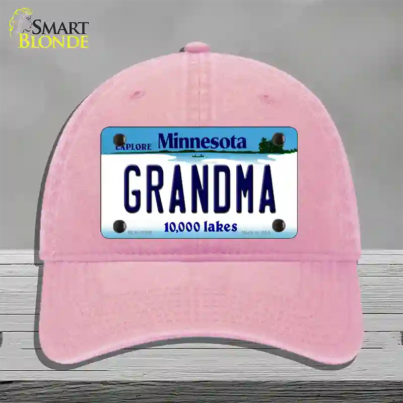 Grandma Minnesota State Novelty License Plate Hat Unconstructed Cotton / Pink