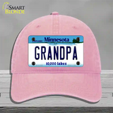 Grandpa Minnesota State Novelty License Plate Hat Unconstructed Cotton / Pink