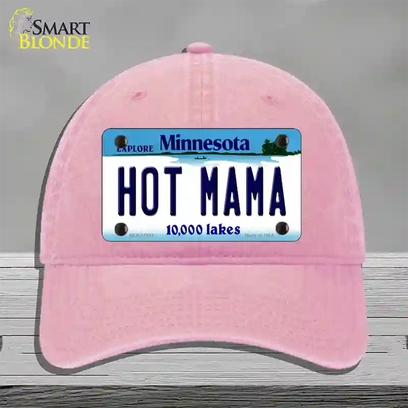 Hot Mama Minnesota State Novelty License Plate Hat Unconstructed Cotton / Pink