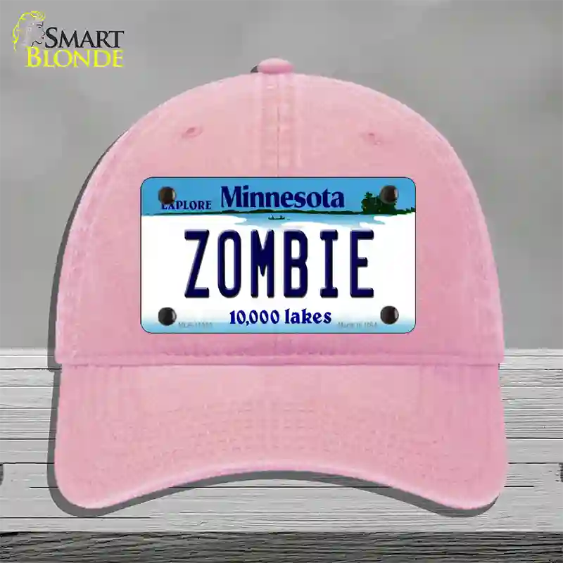 Zombie Minnesota State Novelty License Plate Hat Unconstructed Cotton / Pink