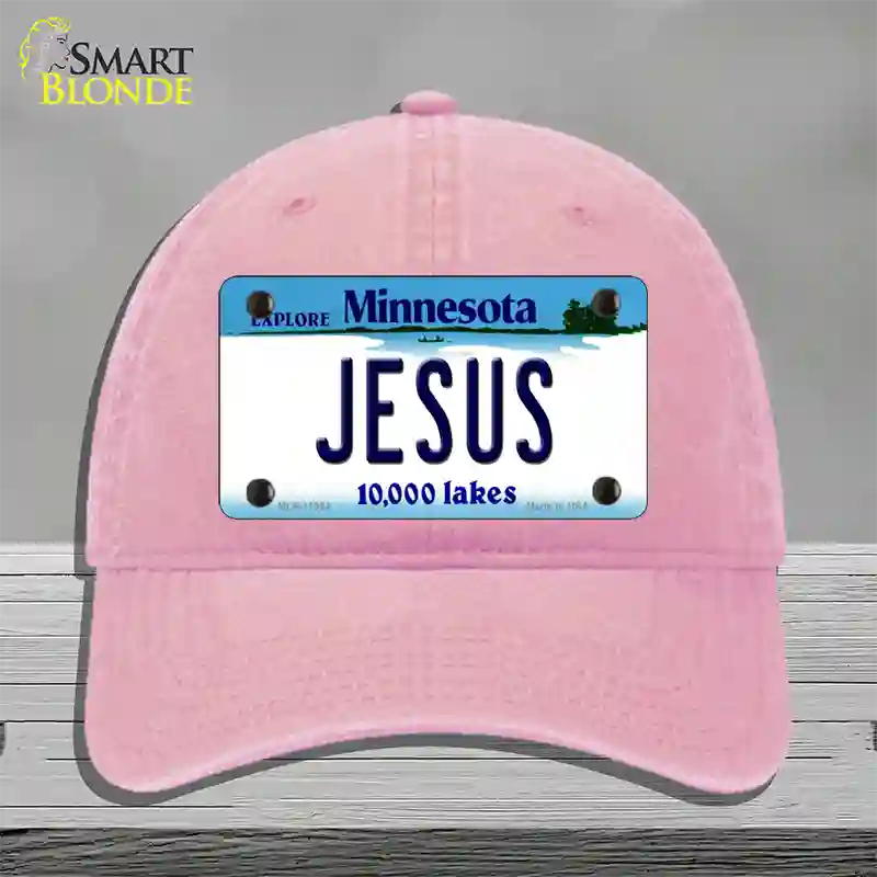 Jesus Minnesota State Novelty License Plate Hat Unconstructed Cotton / Pink