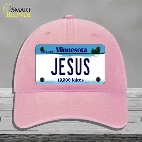 Jesus Minnesota State Novelty License Plate Hat Unconstructed Cotton / Pink