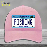 Fishing Minnesota State Novelty License Plate Hat Unconstructed Cotton / Pink