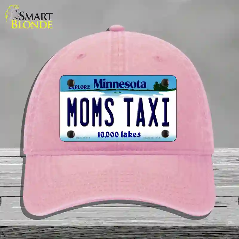 Moms Taxi Minnesota State Novelty License Plate Hat Unconstructed Cotton / Pink