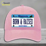 Born and Raised Minnesota State Novelty License Plate Hat Unconstructed Cotton / Pink