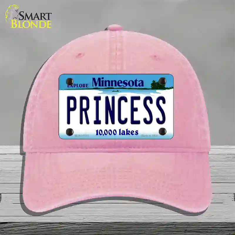 Princess Minnesota State Novelty License Plate Hat Unconstructed Cotton / Pink