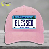 Blessed Minnesota State Novelty License Plate Hat Unconstructed Cotton / Pink