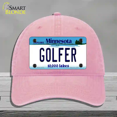 Golfer Minnesota State Novelty License Plate Hat Unconstructed Cotton / Pink