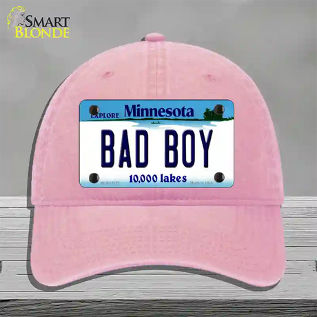 Bad Boy Minnesota State Novelty License Plate Hat Unconstructed Cotton / Pink