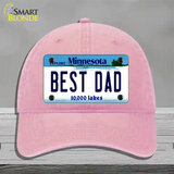 Best Dad Minnesota State Novelty License Plate Hat Unconstructed Cotton / Pink