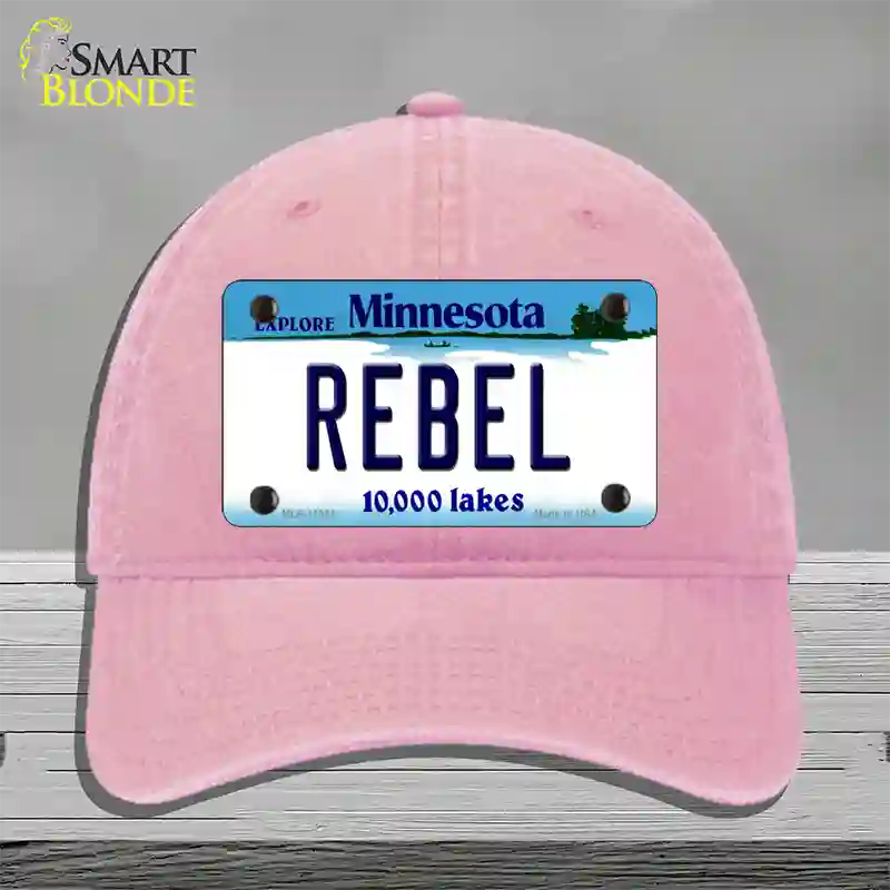 Rebel Minnesota State Novelty License Plate Hat Unconstructed Cotton / Pink