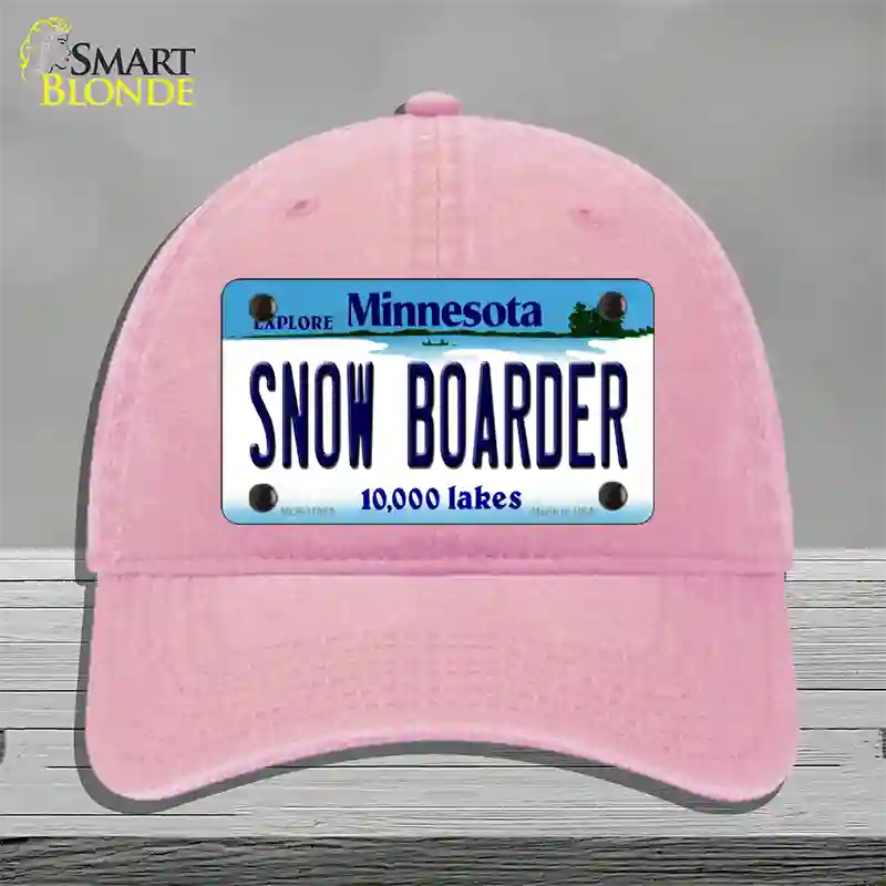 Snow Boarder Minnesota State Novelty License Plate Hat Unconstructed Cotton / Pink