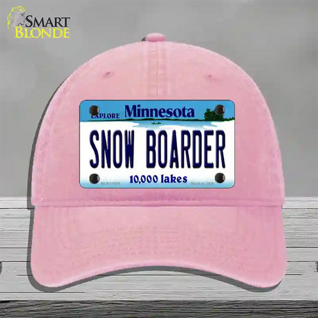 Snow Boarder Minnesota State Novelty License Plate Hat Unconstructed Cotton / Pink