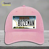 Bozeman Montana State Novelty License Plate Hat Unconstructed Cotton / Pink