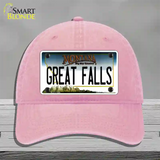 Great Falls Montana State Novelty License Plate Hat Unconstructed Cotton / Pink