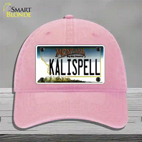 Kalispell Montana State Novelty License Plate Hat Unconstructed Cotton / Pink