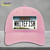 Whitefish Montana State Novelty License Plate Hat Unconstructed Cotton / Pink